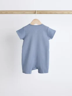 Babypakjes En Babypyjama's|Next Blauw - Babyrompertjes van 100% katoen met tweewegrits, 3 stuks (0-3jaar)