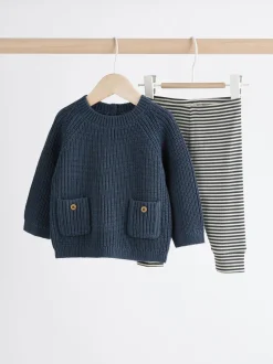Sets En Combisets|Truien En Breisels*Next - Babyset met gebreide trui en legging (0mnd-2jr) Blauw