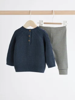 Sets En Combisets|Truien En Breisels*Next - Babyset met gebreide trui en legging (0mnd-2jr) Blauw