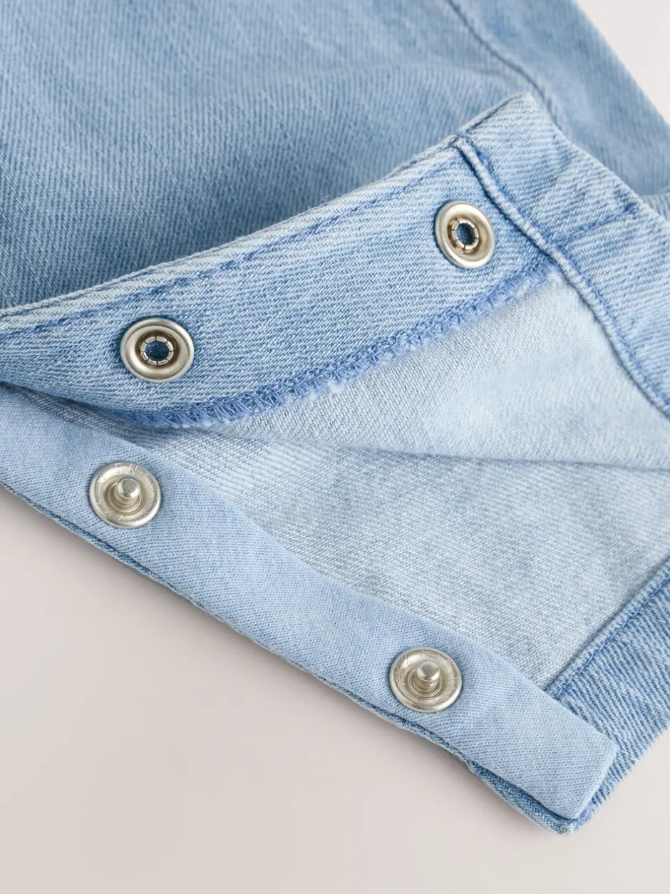 Rompertjes En Tuinbroeken*Next - Babyset van denim bretelbroeken en bodysuit (0 mnd - 2 jr) Blauw