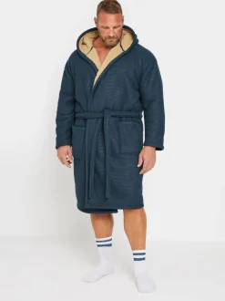 Kamerjassen En Badjassen*BadRhino Big & Tall - Waffle Borg-badjas Blauw