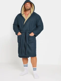 Kamerjassen En Badjassen*BadRhino Big & Tall - Waffle Borg-badjas Blauw