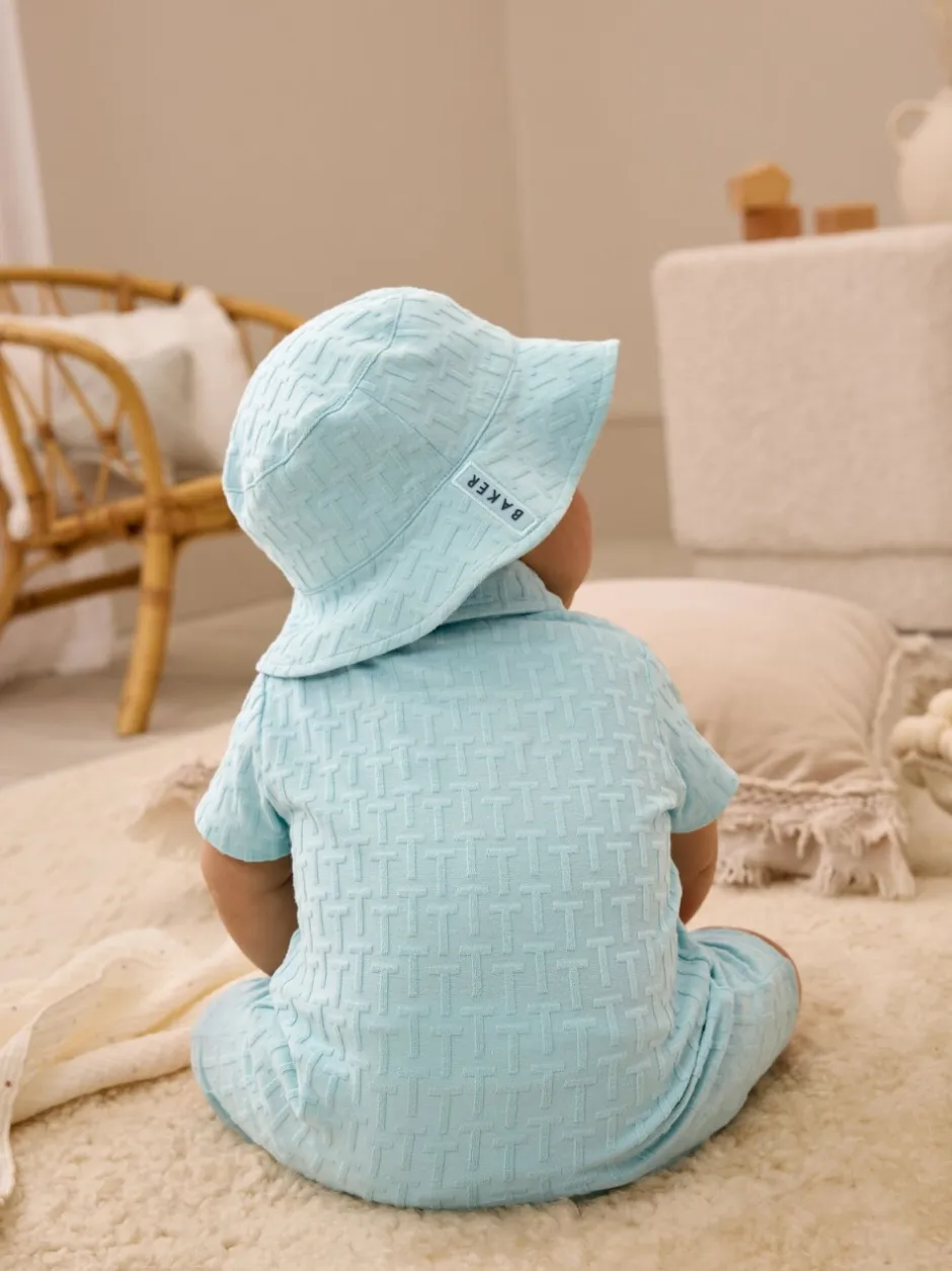 Rompertjes En Tuinbroeken*Baker by Ted Baker - - Set van geribbeld rompertje en muts Blauw