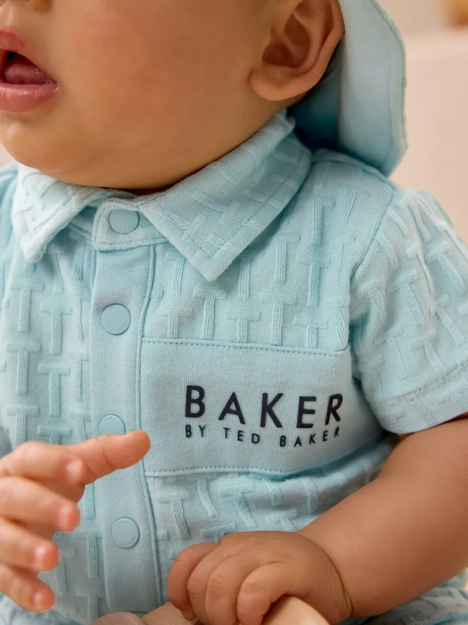 Rompertjes En Tuinbroeken*Baker by Ted Baker - - Set van geribbeld rompertje en muts Blauw