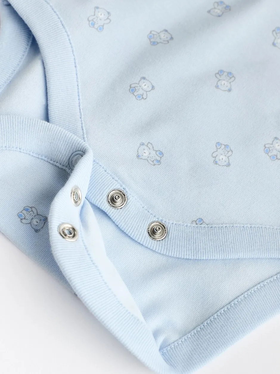 Rompertjes En Hemdjes|Next Blauw - Beer Baby Bodysuits met korte mouwen