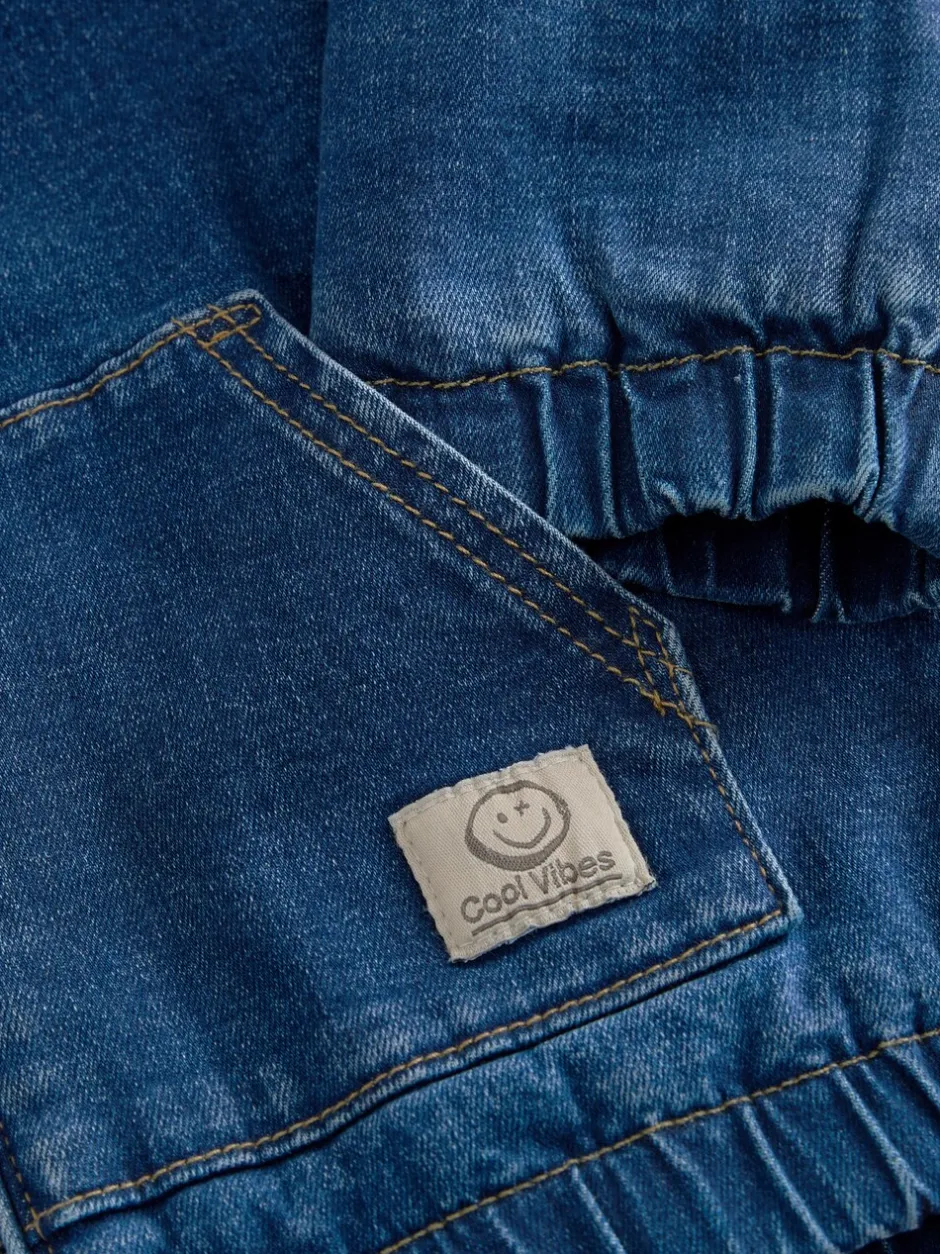 Shirts|Next Blauw - Borg gevoerd denim overshirt met capuchon en rits (3mnd-7jr)