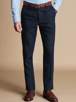 Formele Broek*Charles Tyrwhitt - slim fit 100% linnen broek Blauw