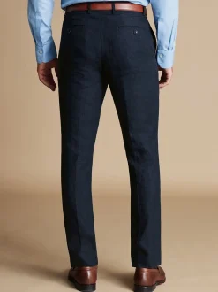 Formele Broek*Charles Tyrwhitt - slim fit 100% linnen broek Blauw