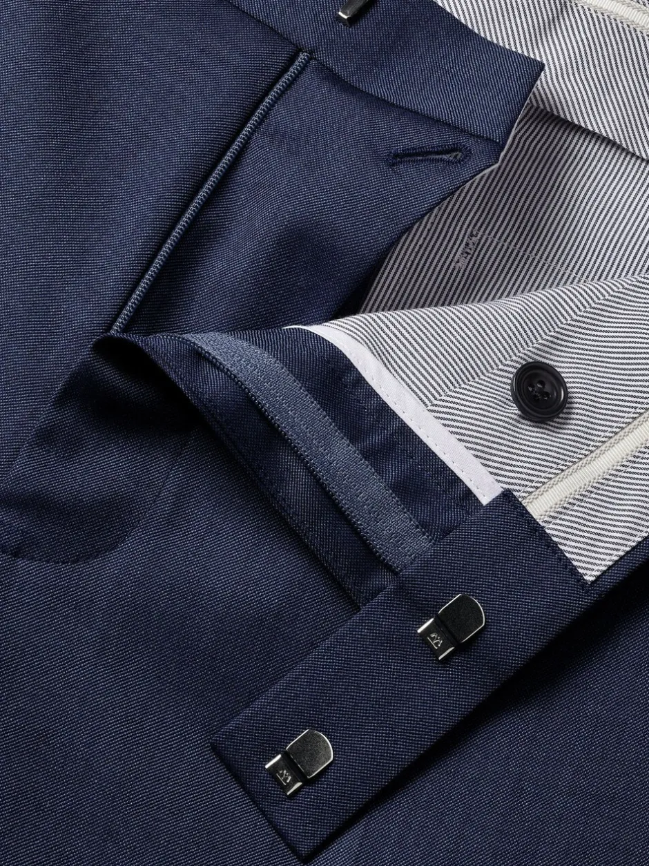 Formele Broek|Charles Tyrwhitt - Slim Fit Sharkskin Trousers Blauw