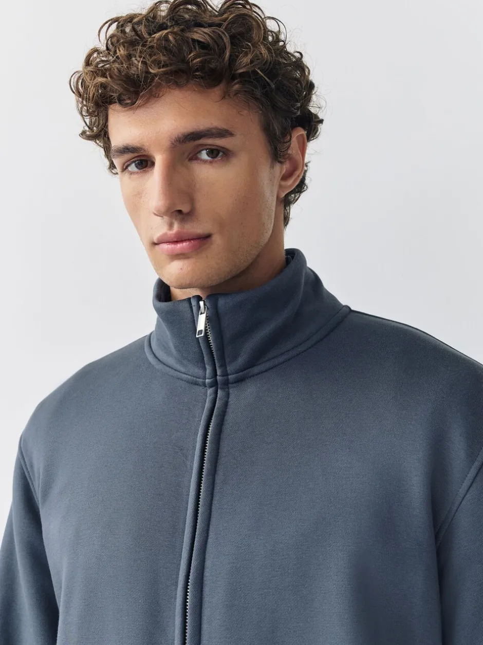 Sweaters En Hoody´S|Sweaters En Hoody´S*Next - Cotton Rich Jersey Full Zip Funnel Neck Sweatshirt Blauw