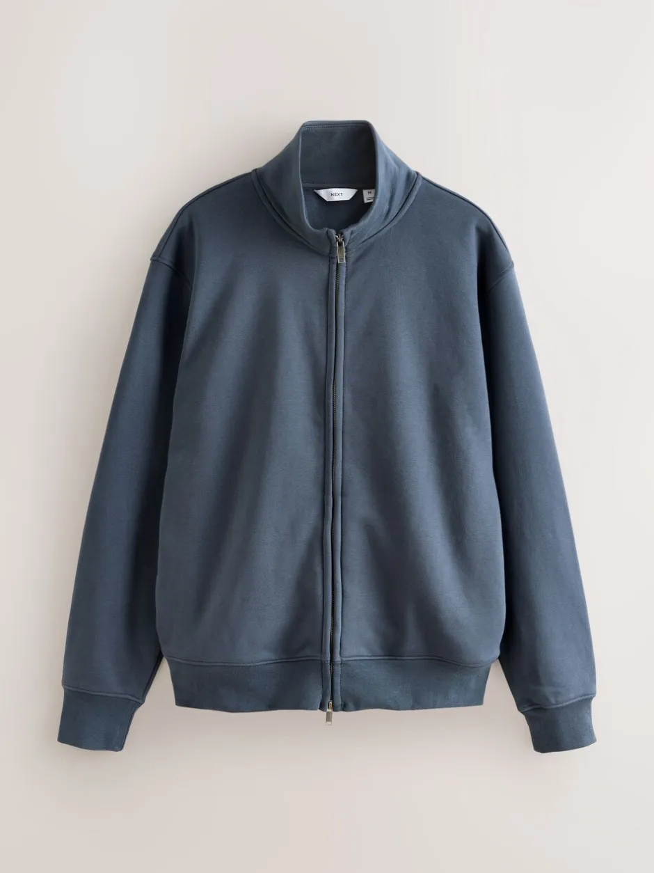 Sweaters En Hoody´S|Sweaters En Hoody´S*Next - Cotton Rich Jersey Full Zip Funnel Neck Sweatshirt Blauw