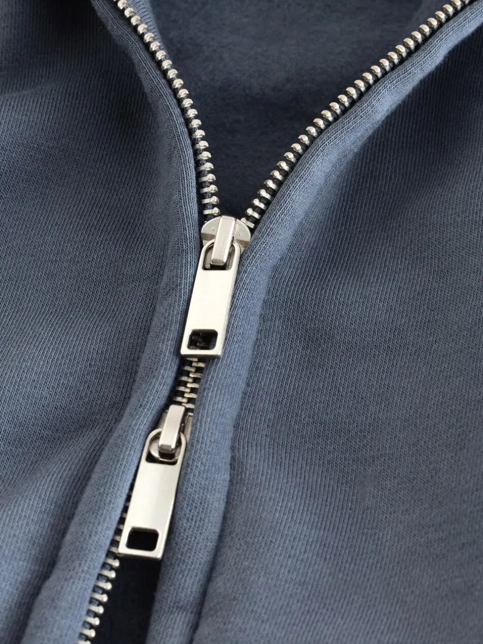 Sweaters En Hoody´S|Sweaters En Hoody´S*Next - Cotton Rich Jersey Full Zip Funnel Neck Sweatshirt Blauw