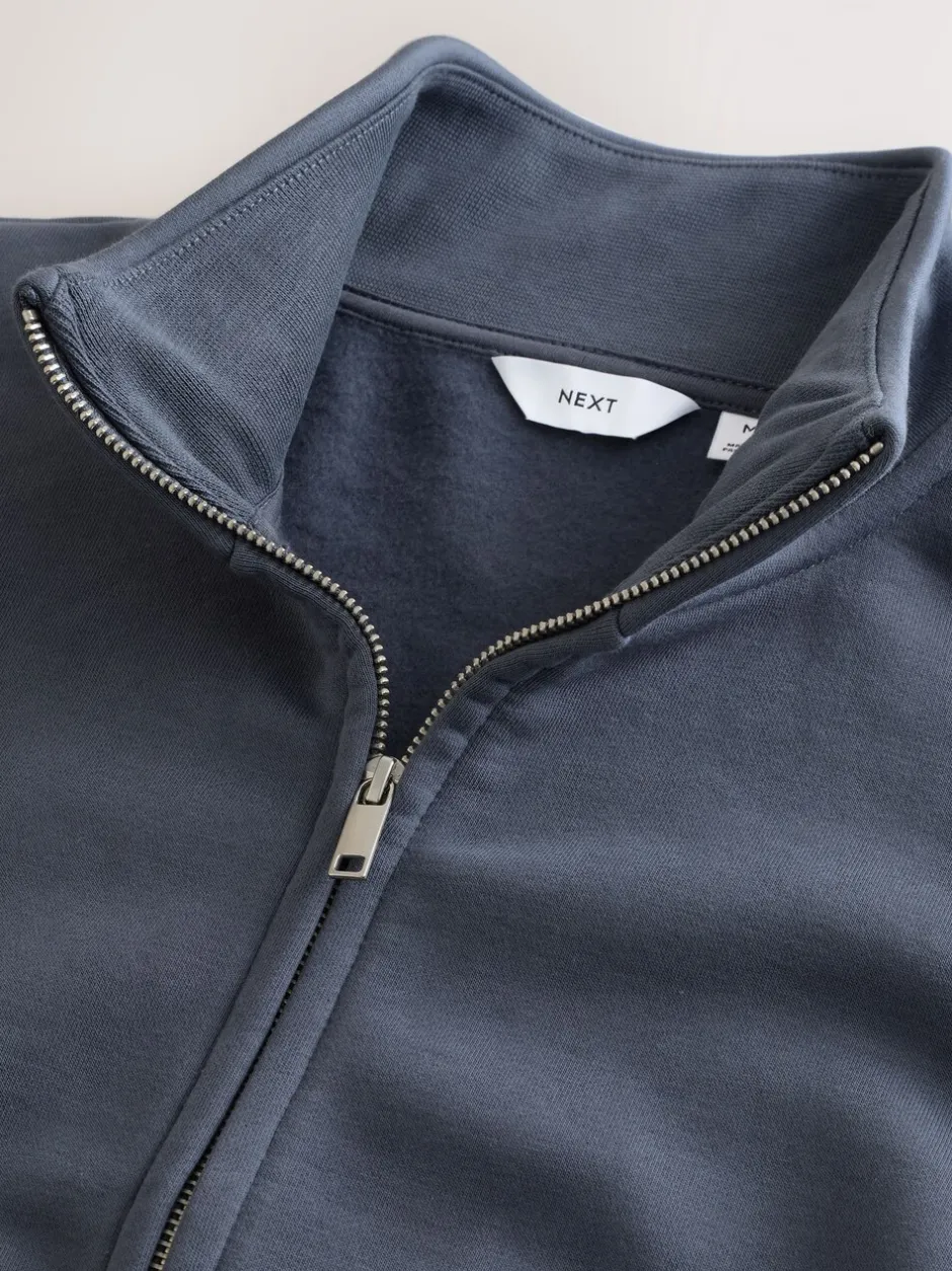 Sweaters En Hoody´S|Sweaters En Hoody´S*Next - Cotton Rich Jersey Full Zip Funnel Neck Sweatshirt Blauw