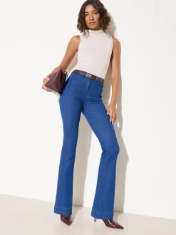 Jeans*Friends Like These Blauw - jeans met zakken, hoge taille en uitlopende pijpen