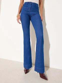 Jeans*Friends Like These Blauw - jeans met zakken, hoge taille en uitlopende pijpen