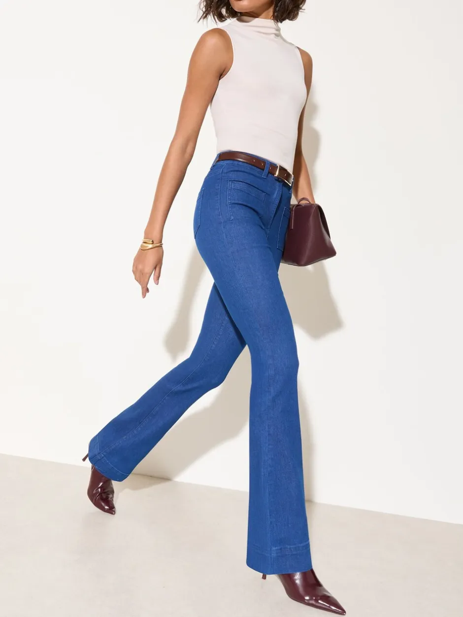 Jeans*Friends Like These Blauw - jeans met zakken, hoge taille en uitlopende pijpen