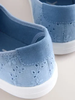 Sneakers|Next - Geborduurde veterloze canvas instapsneakers Blauw
