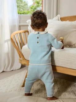 Truien En Breisels|Sets En Outfits|Next - Gebreide trui en leggings babyset (0mnd-3jr) Blauw