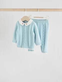 Truien En Breisels|Sets En Outfits|Next - Gebreide trui en leggings babyset (0mnd-3jr) Blauw
