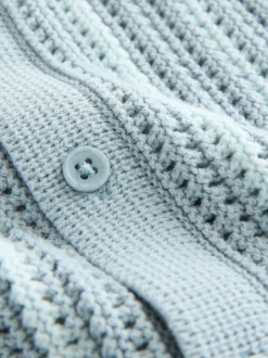 Shorts*Next Blauw - Gehaakte gebreide set van overhemd met korte mouwen en shorts (3mnd -10jr)