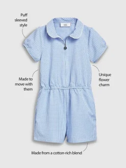 Jumpsuits En Playsuits*Next - Geruit schoolspeelpakje met rits aan de voorzijde en hoog aandeel katoen (3 - 14 jr) Blauw