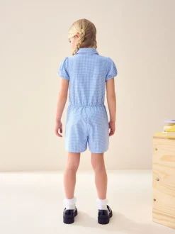 Jumpsuits En Playsuits*Next - Geruit schoolspeelpakje met rits aan de voorzijde en hoog aandeel katoen (3 - 14 jr) Blauw