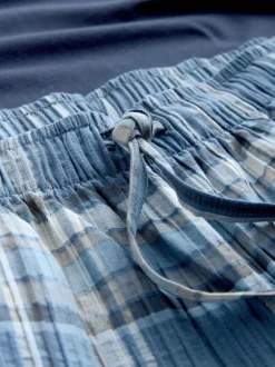 Pyjama's*Next Blauw - Geruite pyjama met korte mouwen