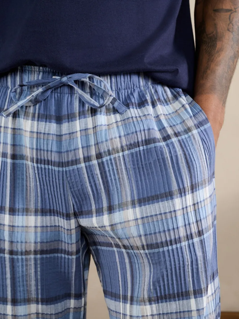 Pyjama's*Next Blauw - Geruite pyjama met korte mouwen