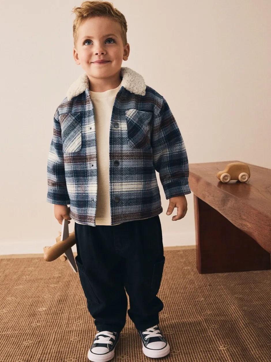 Jassen, Jacks En Kinderwagenpakjes|Jassen En Jacks*Next - Geruite shacket met borgvoering (3mnd -7jr) Blauw