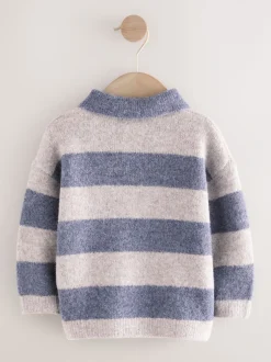 Truien En Breisels|Next - Gestreept gebreid rugbypoloshirt (3mnd-7jr) Blauw