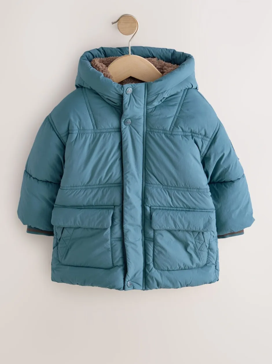 Jassen, Jacks En Kinderwagenpakjes|Jassen En Jacks*Next - Gewatteerde, regenbestendige jas met borgvoering (3mnd-7jr) Blauw