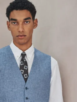 Vesten*Next - Gilet van linnenmix met textuur Blauw