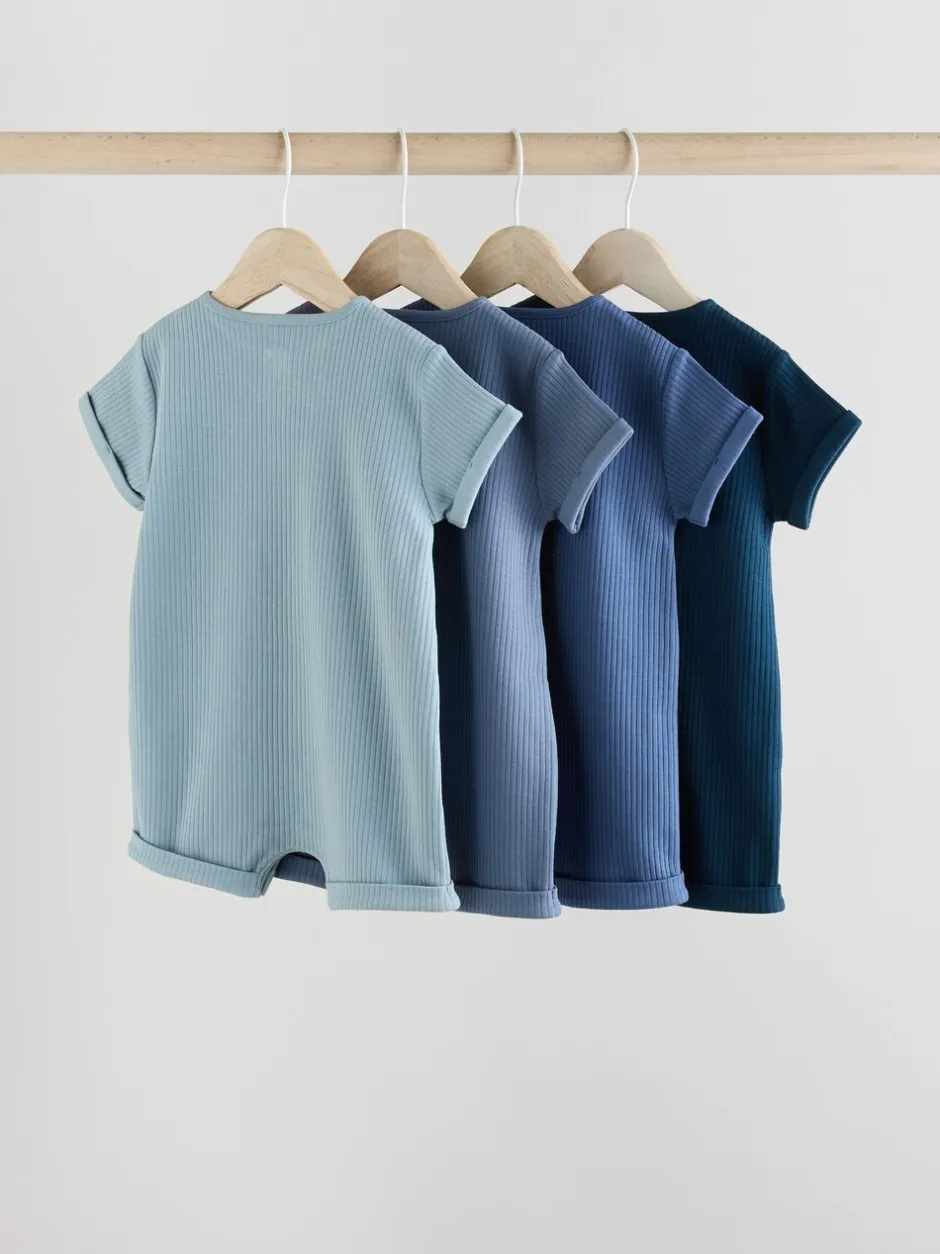 Sets En Combisets|Babypakjes En Babypyjama's*Next - Grootvader Knopen bij de hals 4 set Baby Rompertjes Blauw