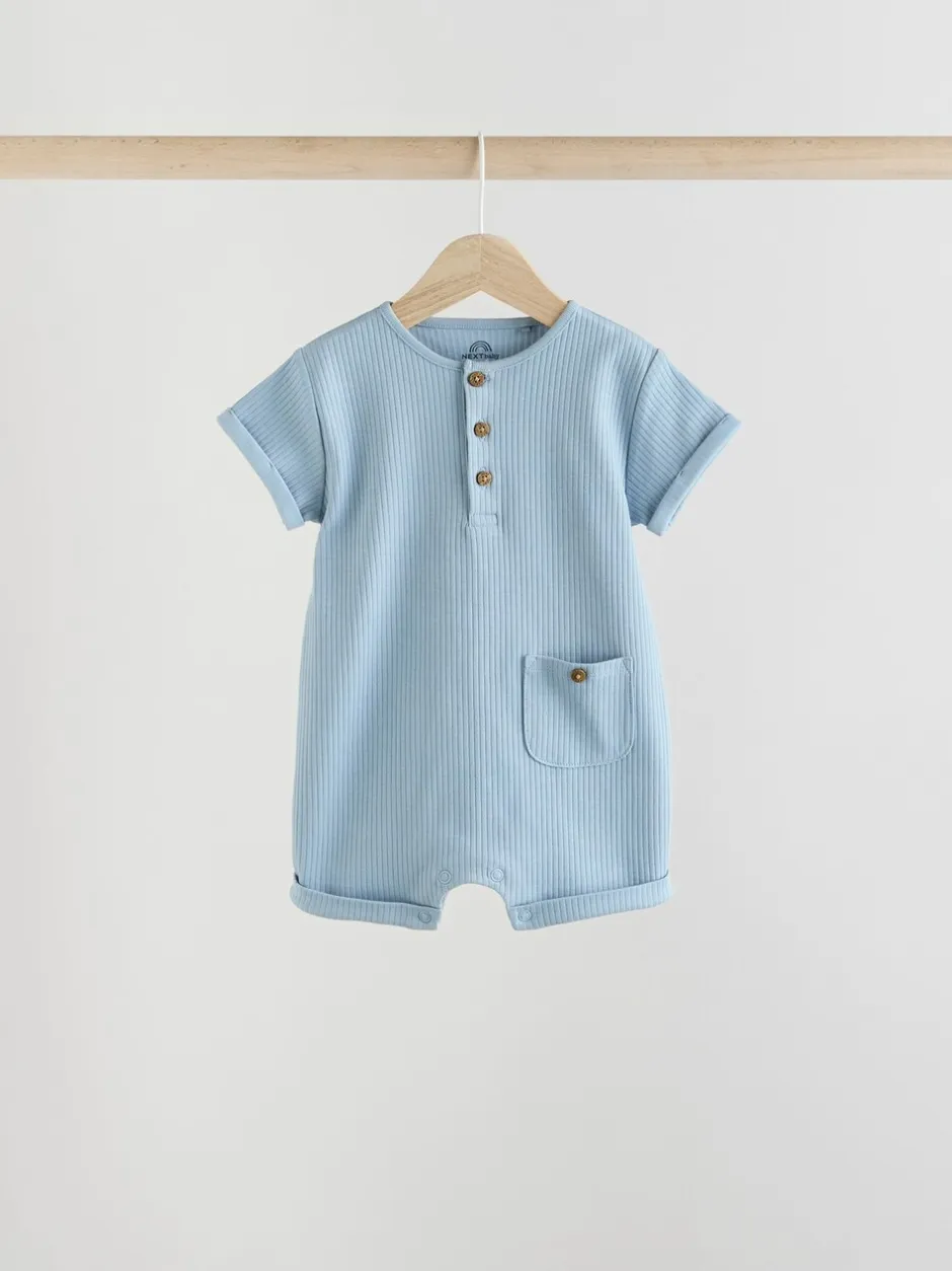 Sets En Combisets|Babypakjes En Babypyjama's*Next - Grootvader Knopen bij de hals 4 set Baby Rompertjes Blauw