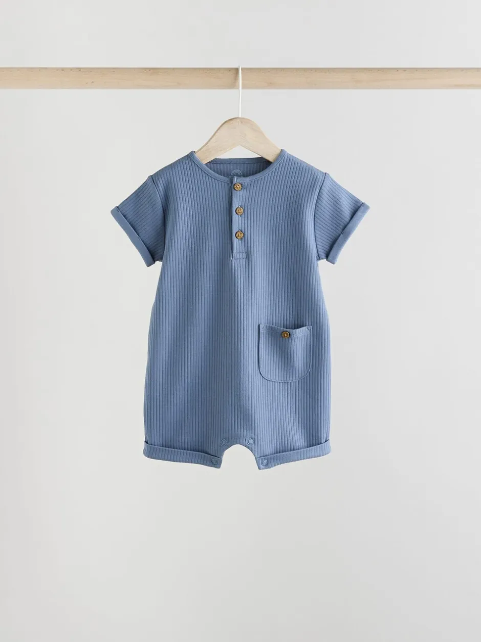 Sets En Combisets|Babypakjes En Babypyjama's*Next - Grootvader Knopen bij de hals 4 set Baby Rompertjes Blauw