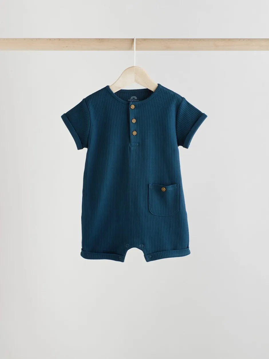 Sets En Combisets|Babypakjes En Babypyjama's*Next - Grootvader Knopen bij de hals 4 set Baby Rompertjes Blauw