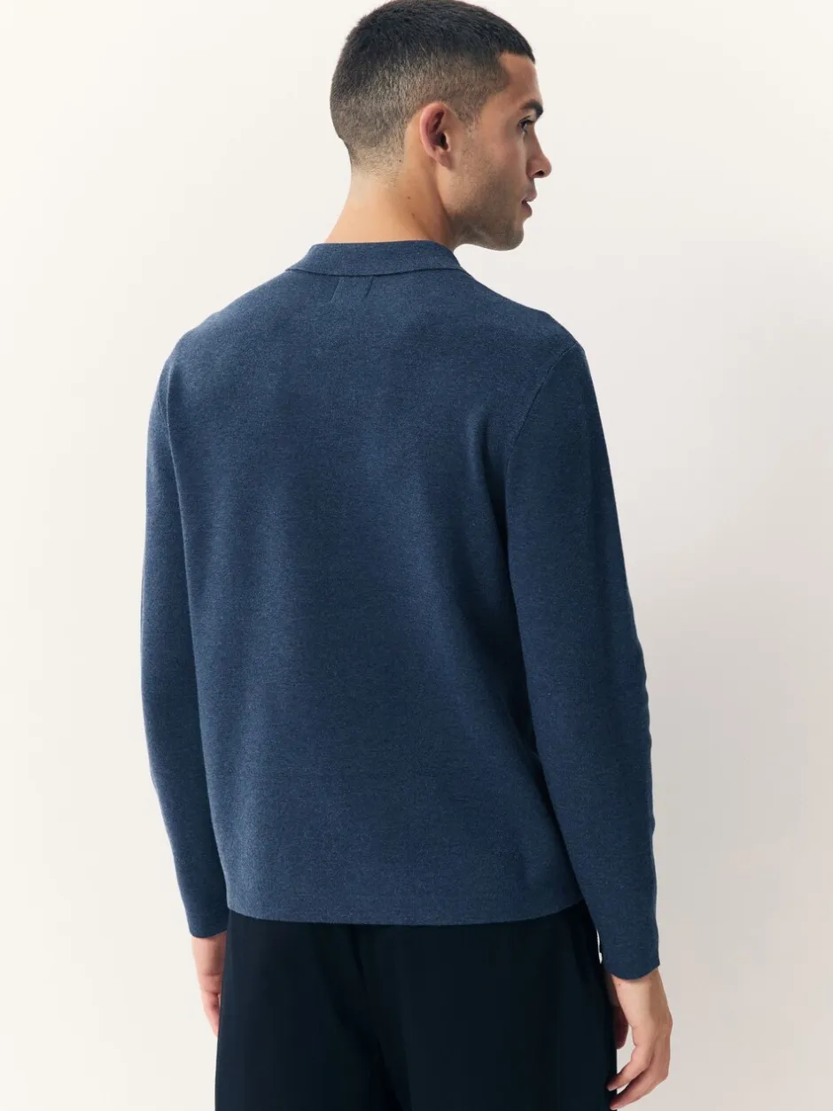 Gebreide Kleding|Poloshirts*Next Blauw - Half met rits - Regular Fit Premium Mid Weight Long Sleeve Knit Polo Shirt