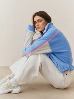 Hoody's En Sweatshirts|Next - Half Zip Fleece with Colourblock Panels Blauw