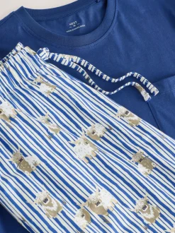 Pyjama's*Next Blauw - Hamish the Highland Cow Jersey Short Sleeve Pyjamas Set