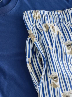 Pyjama's*Next Blauw - Hamish the Highland Cow Jersey Short Sleeve Pyjamas Set