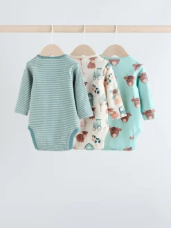 Rompertjes En Hemdjes|Next Blauw - Hamish-rompertjes met lange mouwen, 3 stuks