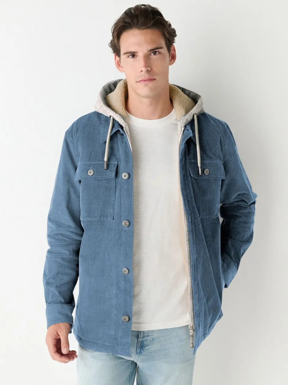 Jassen En Jacks|Next - Hooded Corduroy Borg Lined Shacket Blauw