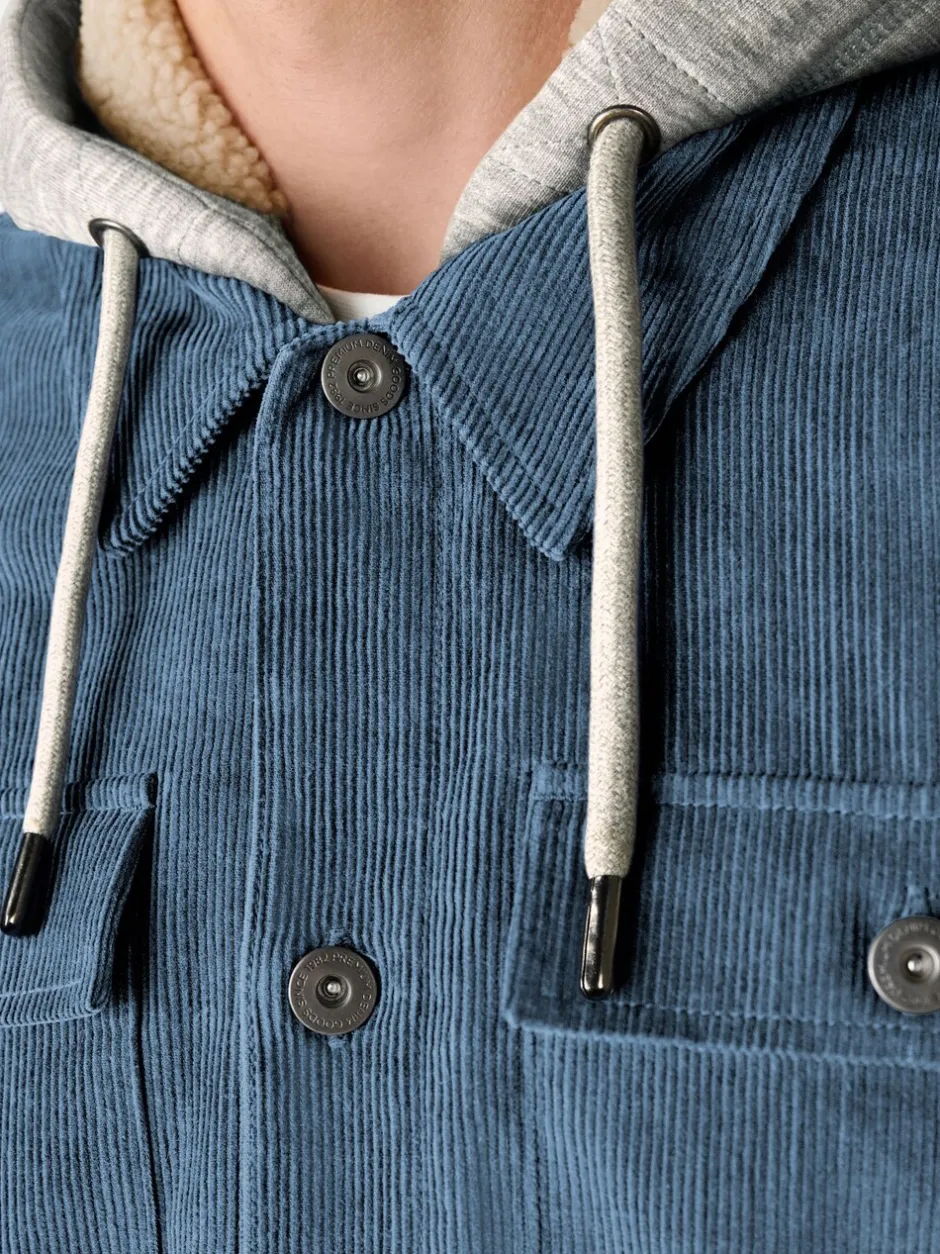 Jassen En Jacks|Next - Hooded Corduroy Borg Lined Shacket Blauw