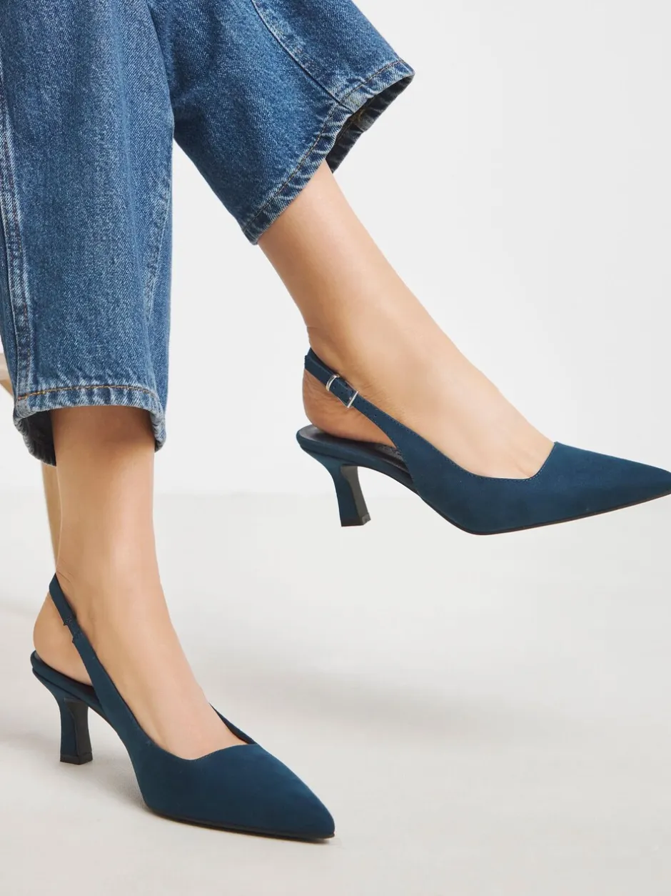 Ruimvallend En Extraruimvallend|JD Williams - Pointed Toe Slingback Heels Blauw