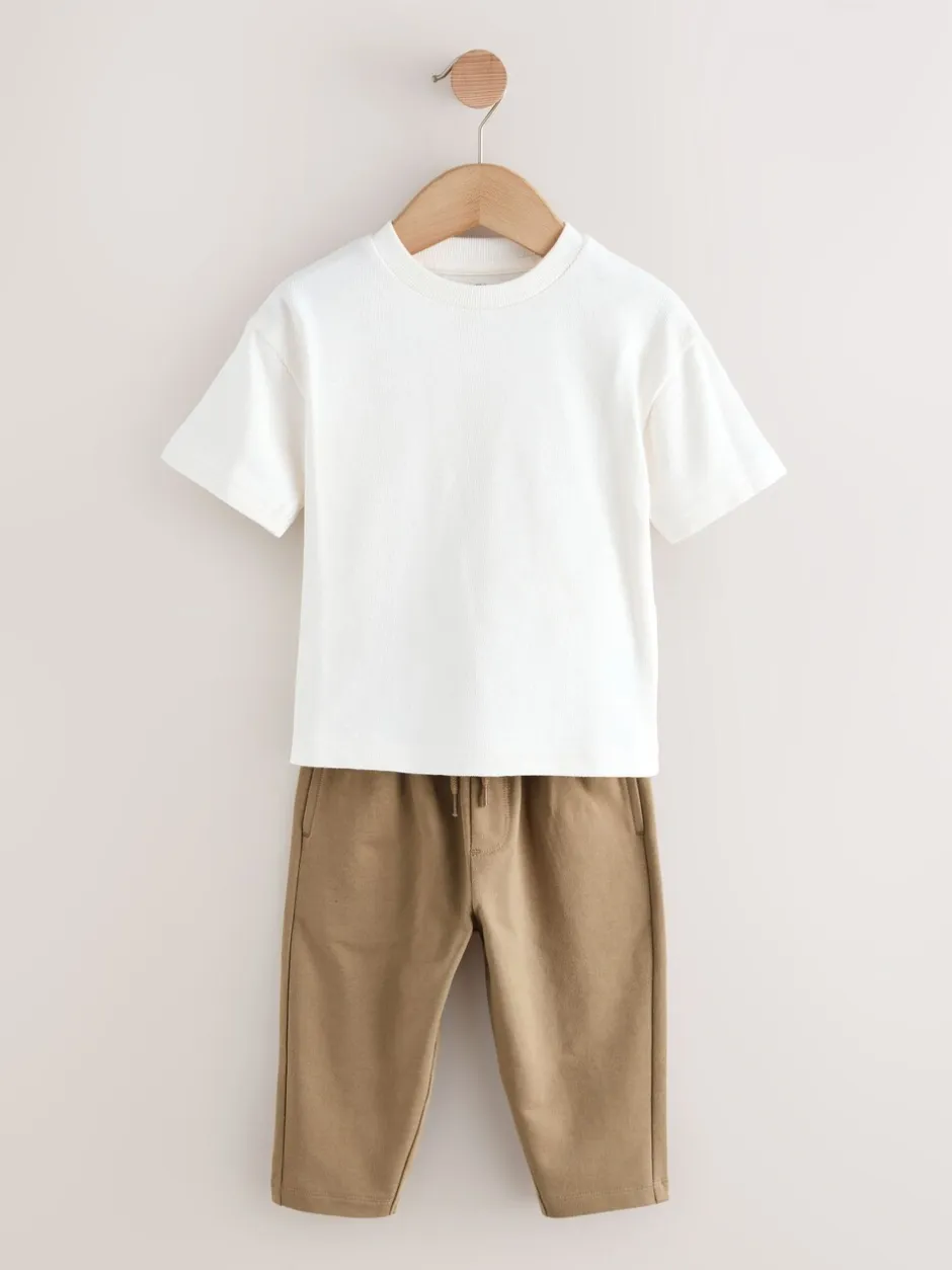 Jassen En Jacks|Broeken En Chino's|Next - Jersey Shirt T-Shirt and Joggers 3 Piece Set (3mths-7yrs) Blauw
