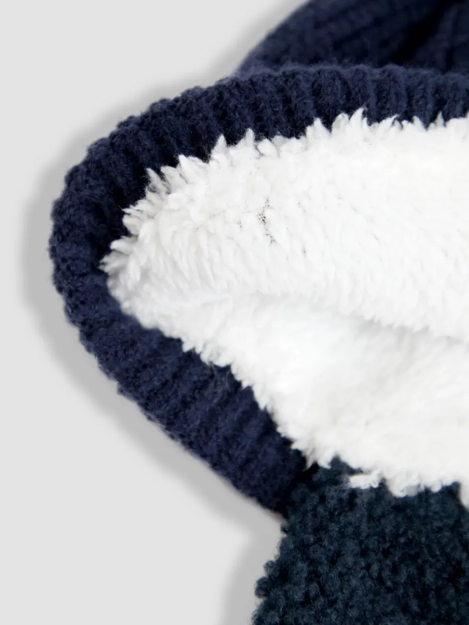Mutsen, Handschoenen En Sjaals*Jojo Maman Bébé Blauw - Cosy Pom Pom Rib Hat