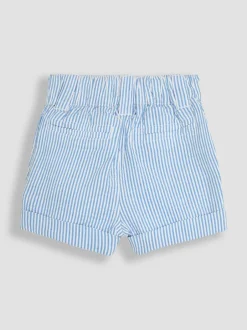 Shorts*Jojo Maman Bébé - Seersucker gestreepte short van 100% katoen Blauw
