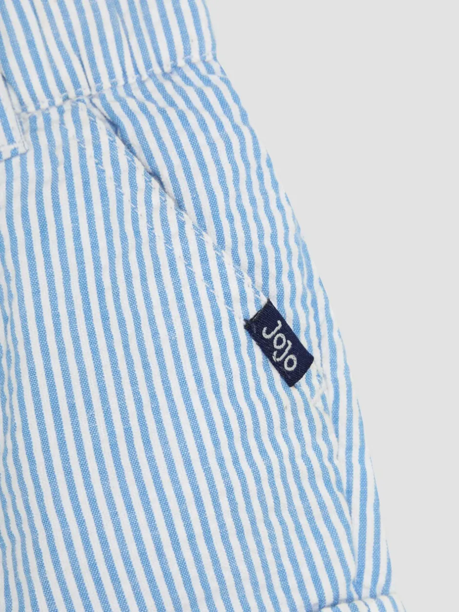 Shorts*Jojo Maman Bébé - Seersucker gestreepte short van 100% katoen Blauw