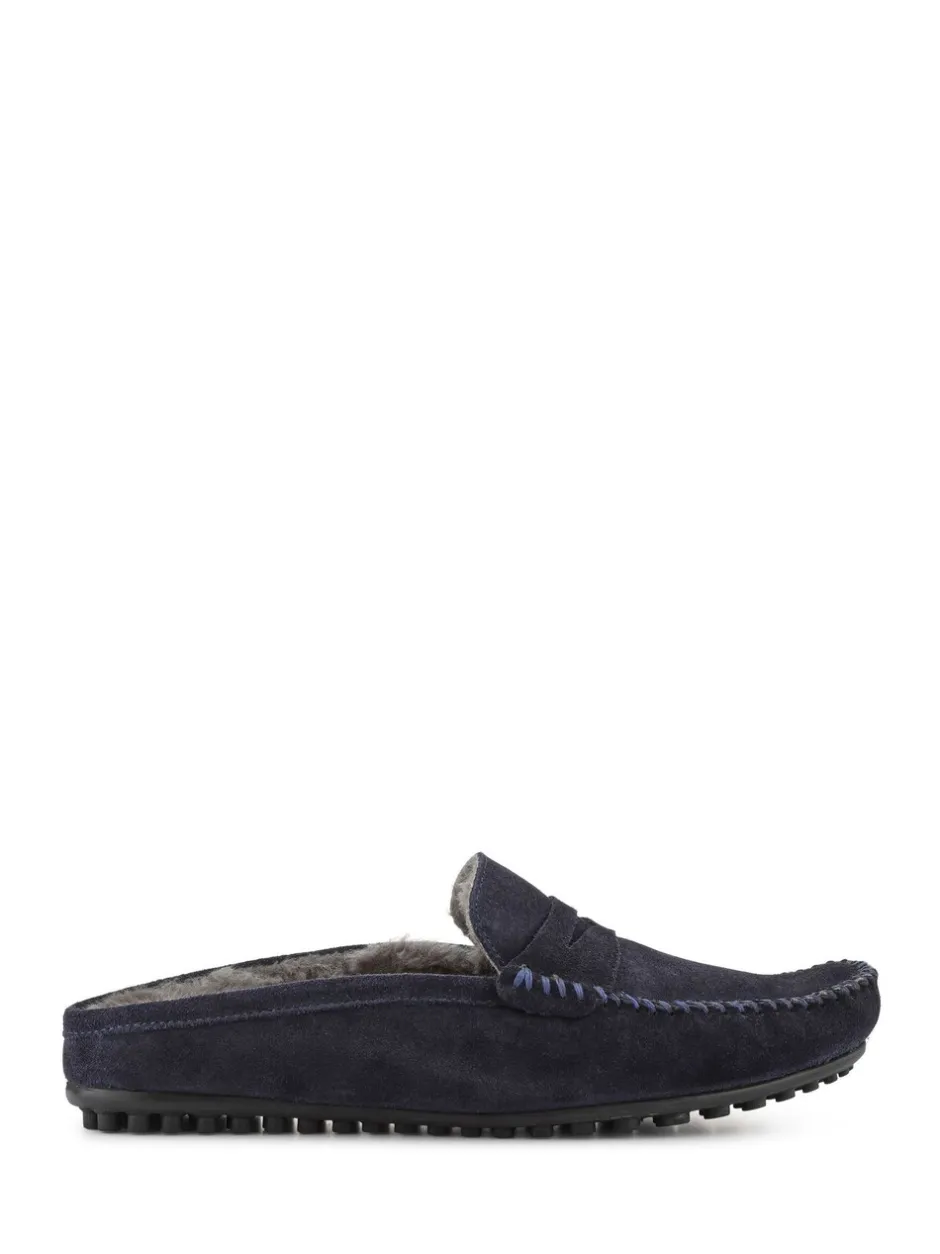 Pantoffels*Jones Bootmaker - Zap Leather Mule Slippers Blauw