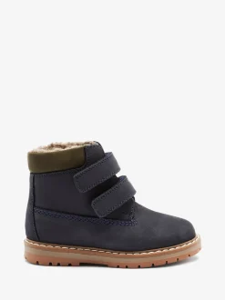 Boots*Next - Leren Thermal gevoerde Thinsulate werklaarzen met klittenbandsluiting Blauw
